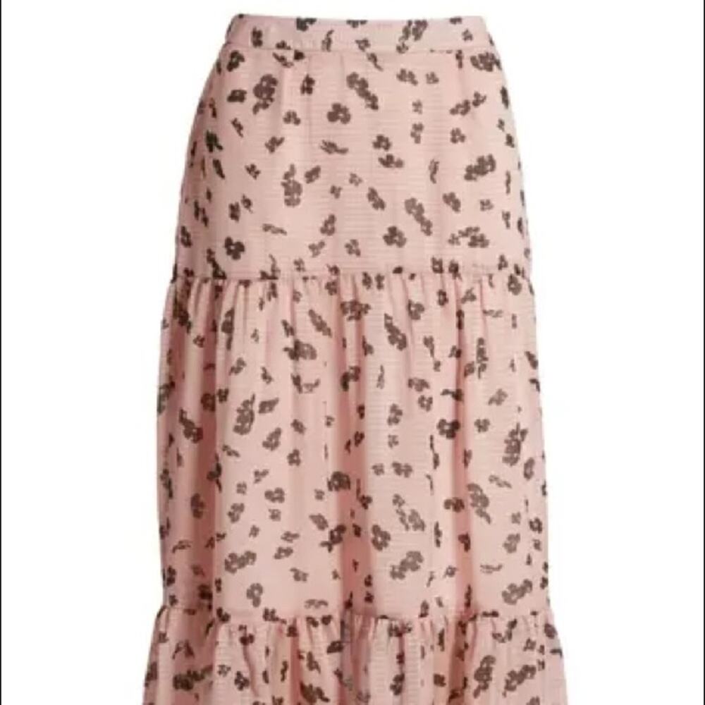 Leith NWT Pink Puff Floral Drift Tiered Maxi Skirt Size Large